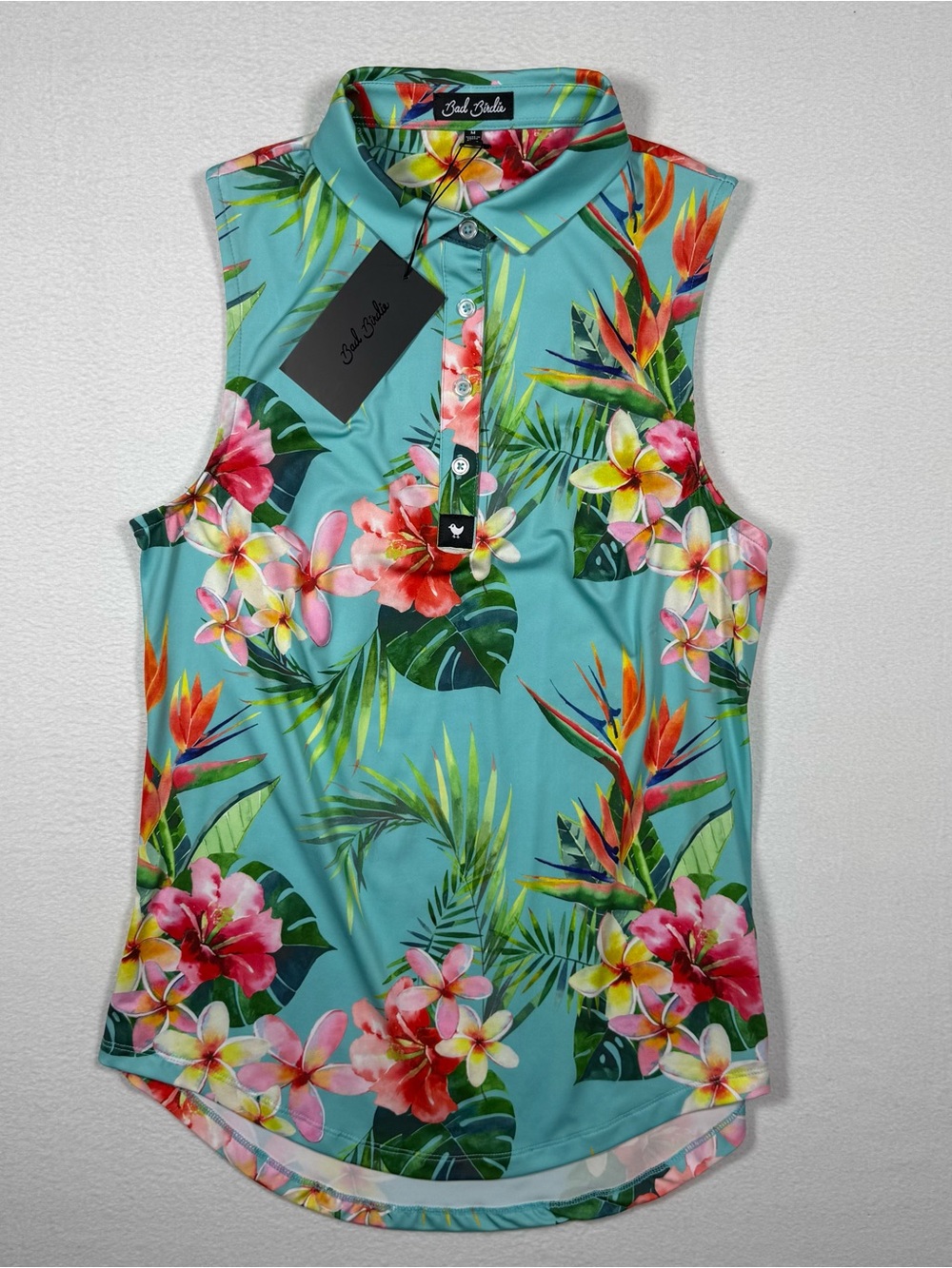 Bad Birdie Tropics Women's Sleeveless Golf Polo Shirt medium